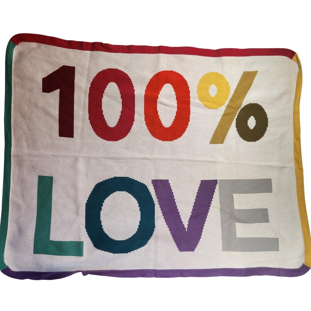 Baby Gap 100% Love Knit Blanket Multi Color Cotton Intarsia Nursery 30x38